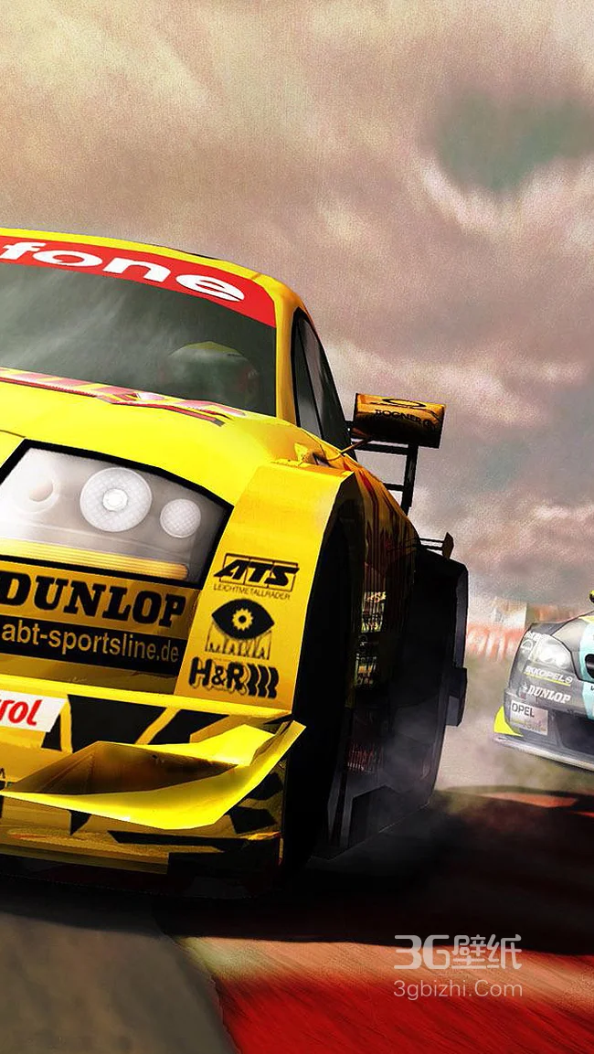 赛车场上的黄色赛车高清手机壁纸1