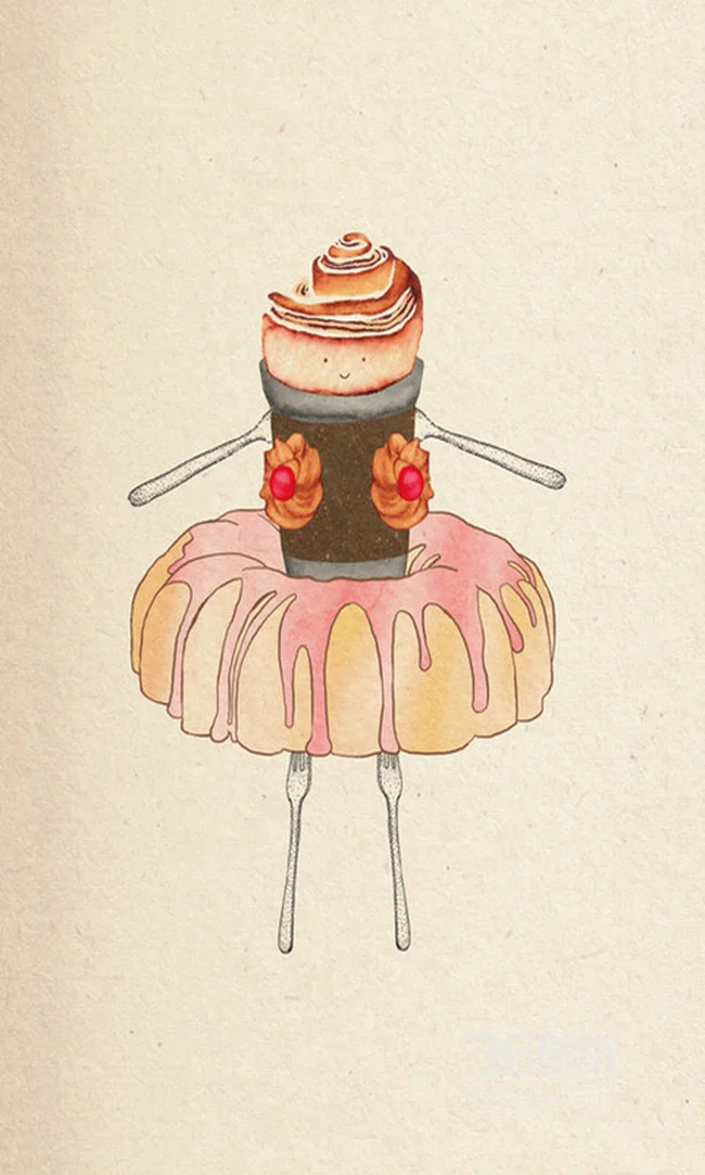 刀叉与蛋糕的创意手机桌面背景1