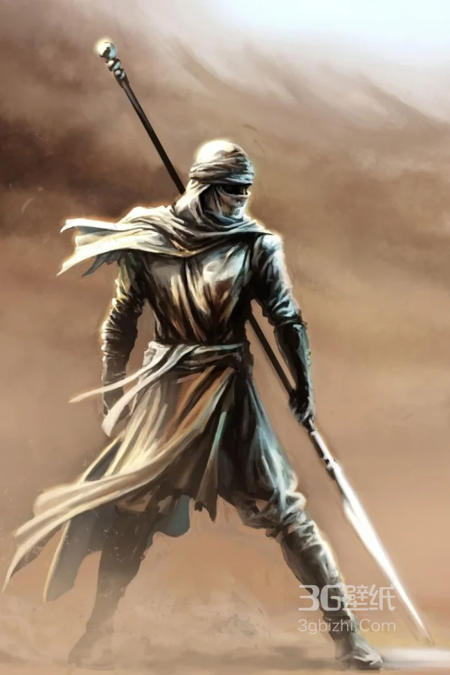 长矛刺客手绘手机壁纸1
