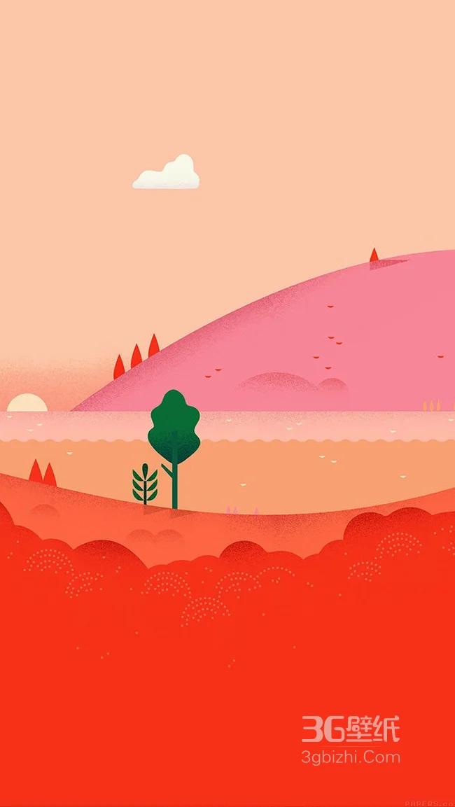 粉红色的卡通插画高清壁纸1