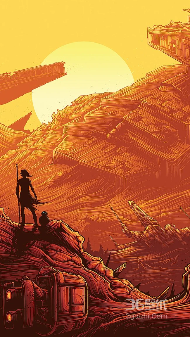 很有创意的手绘动漫-戈壁上的太阳1