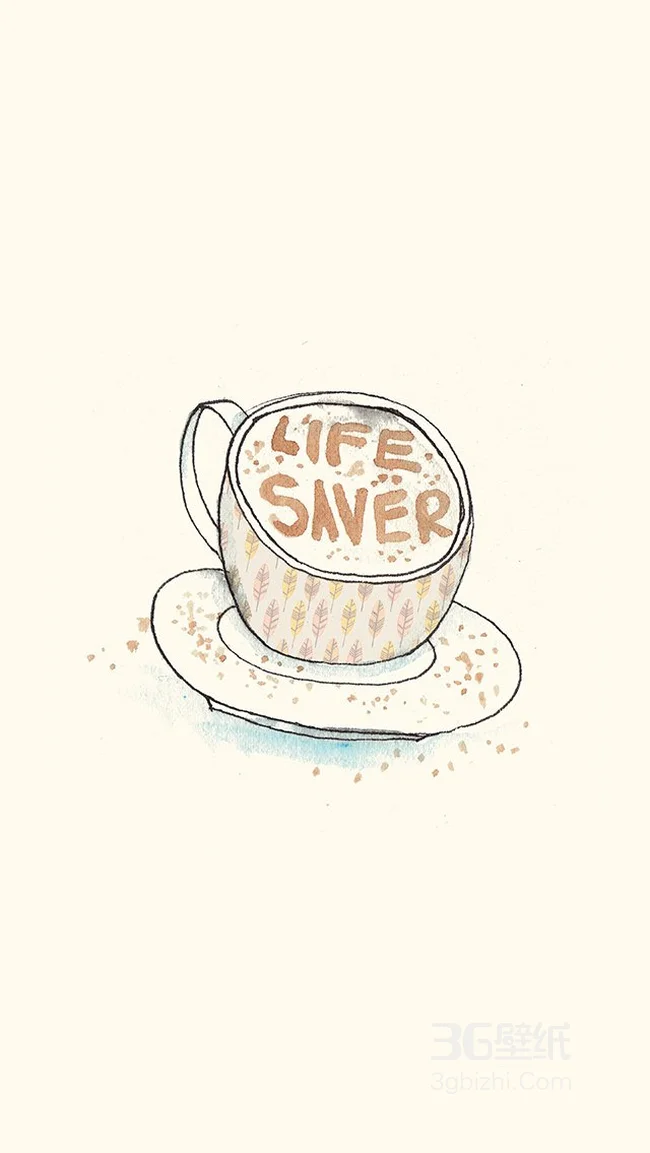 卡通的咖啡杯文字个性手机壁纸1