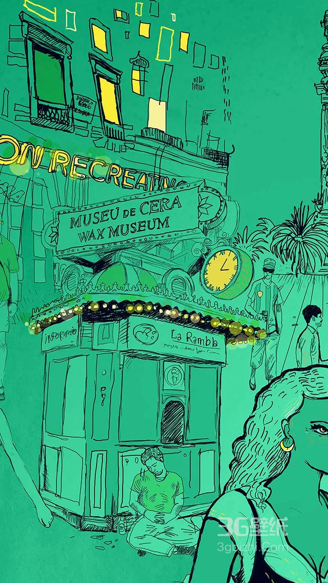 绿色背景风格手绘IOS壁纸下载-高清1