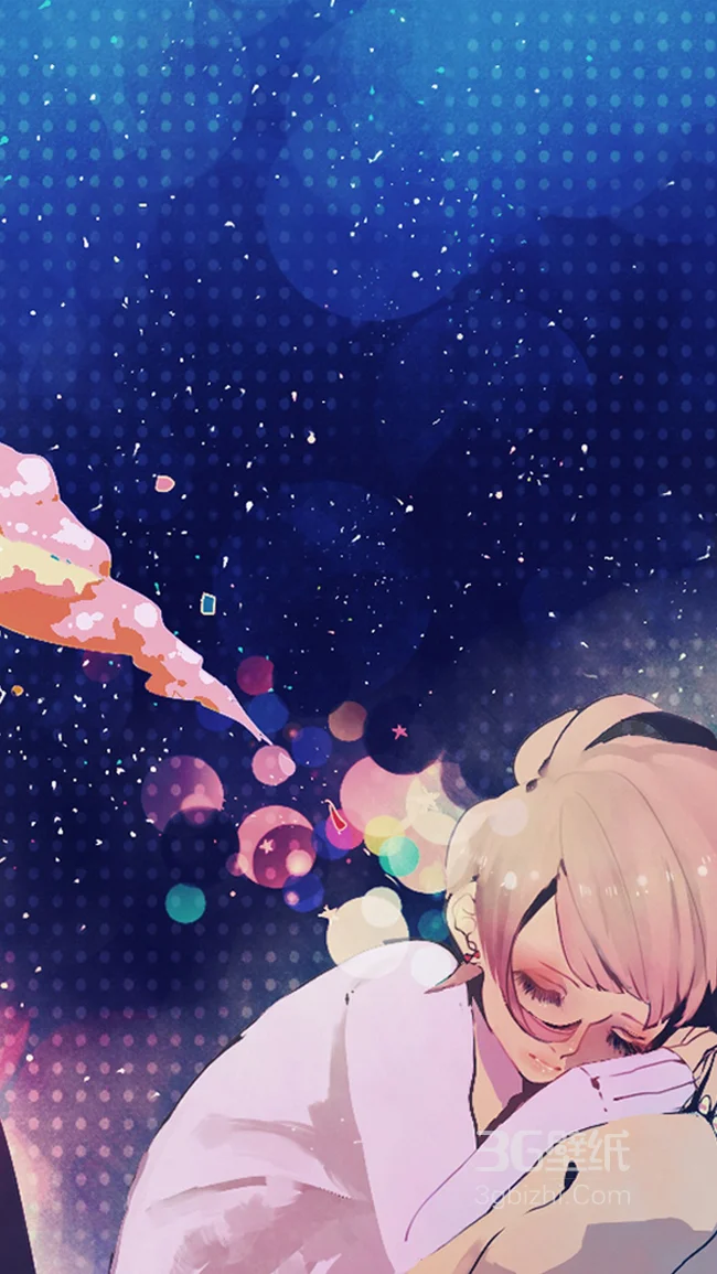 趴着的动漫女孩意境手机桌面背景1