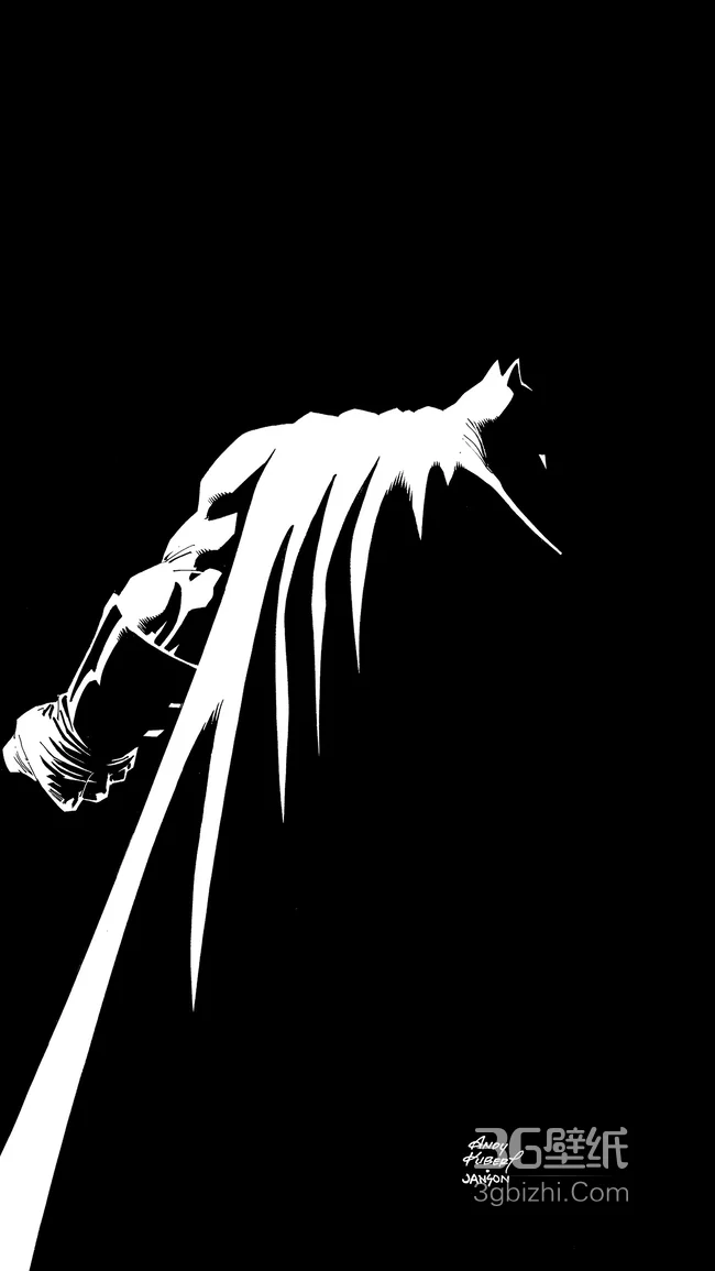 黑白色调的蝙蝠侠背影创意手机壁纸1