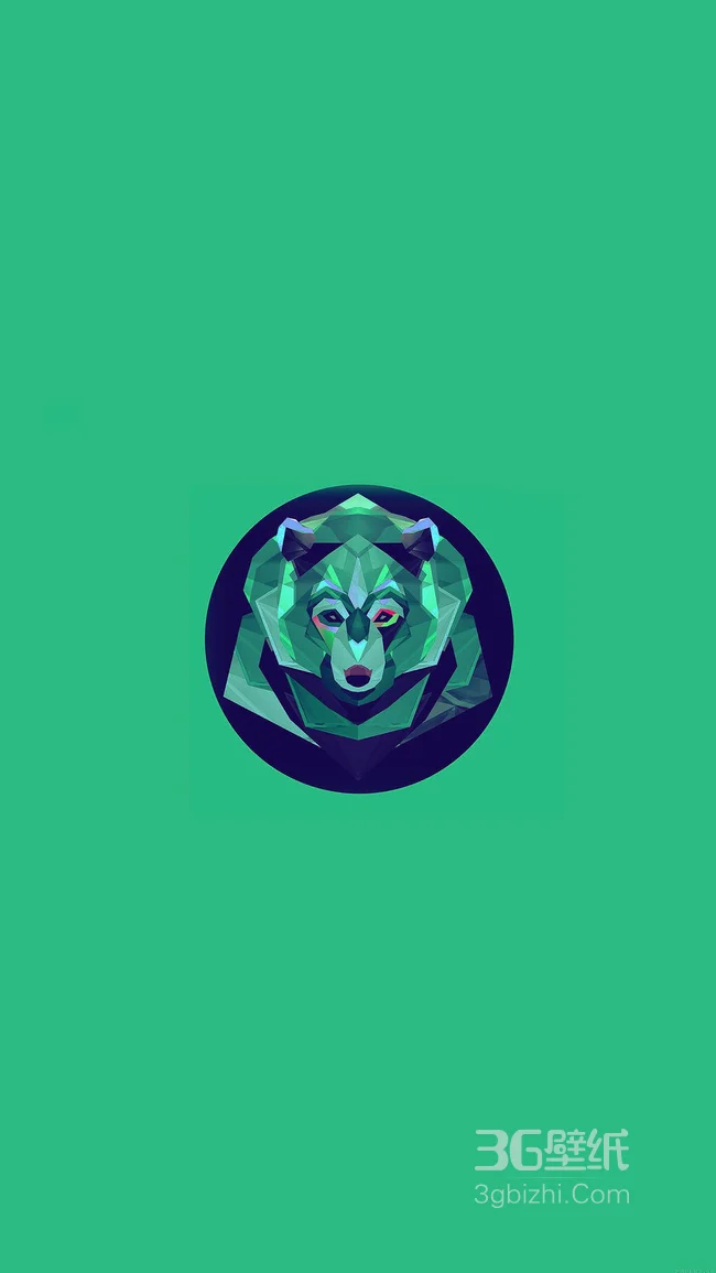 绿色背景手机个性熊折纸手机壁纸1