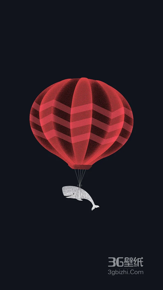 坐热气球的鲸鱼手机壁纸1