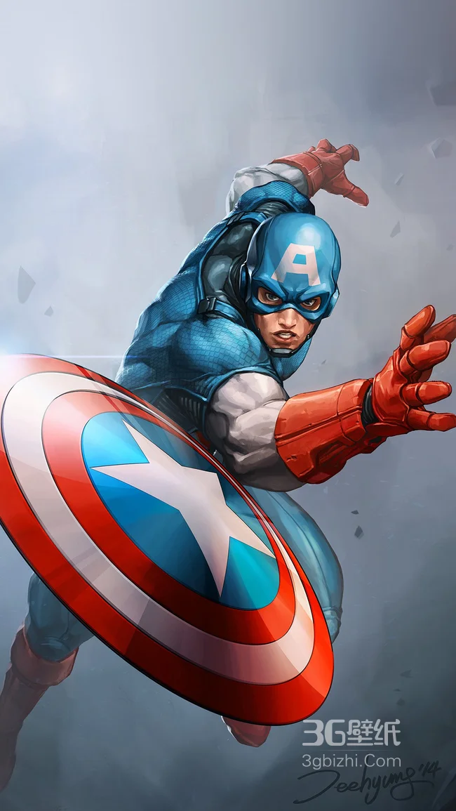 动漫手绘版美国队长高清手机壁纸1