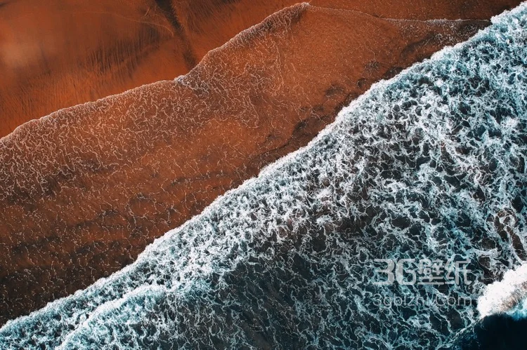 蔚蓝的大海沙滩，上帝视角的海滩图片8