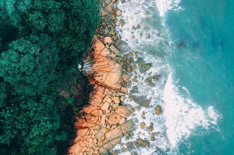 蔚蓝的大海沙滩，上帝视角的海滩图片11