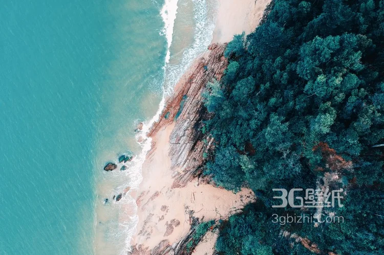 蔚蓝的大海沙滩，上帝视角的海滩图片10