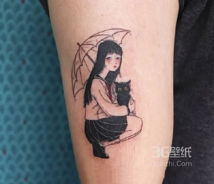 青涩可爱的制服学生妹子纹身图案图集7