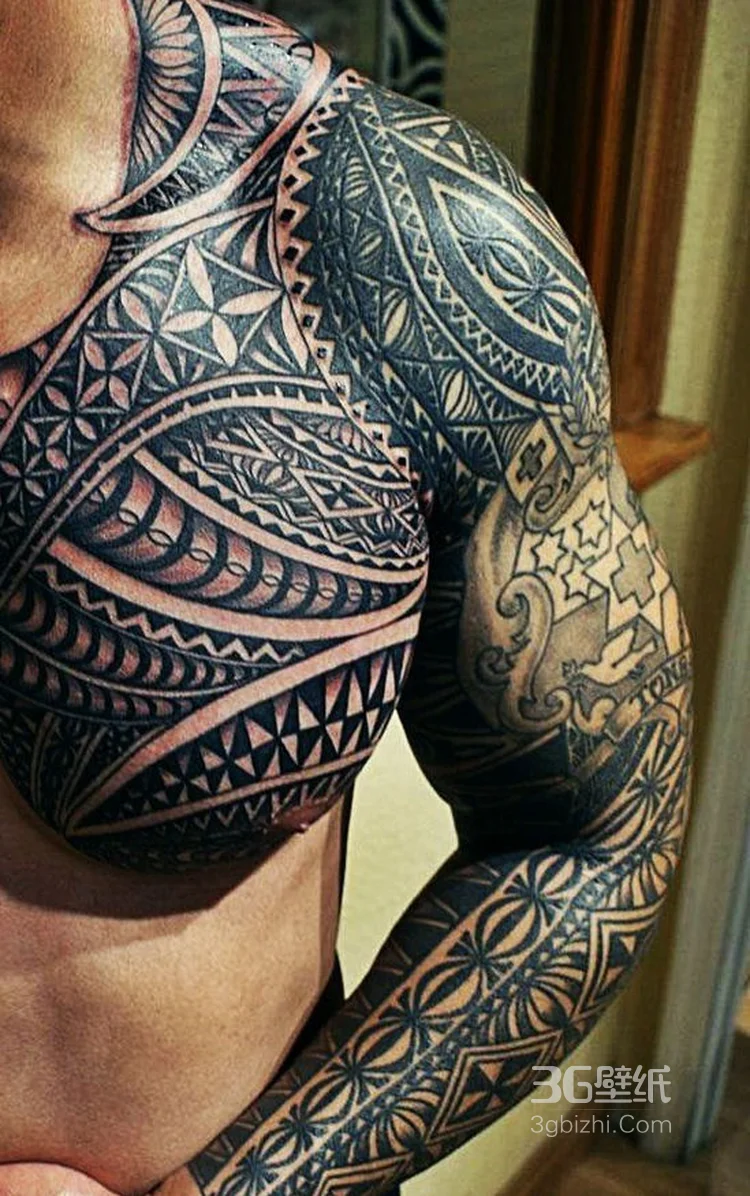 个性霸气的半甲纹身男图腾图案欣赏3