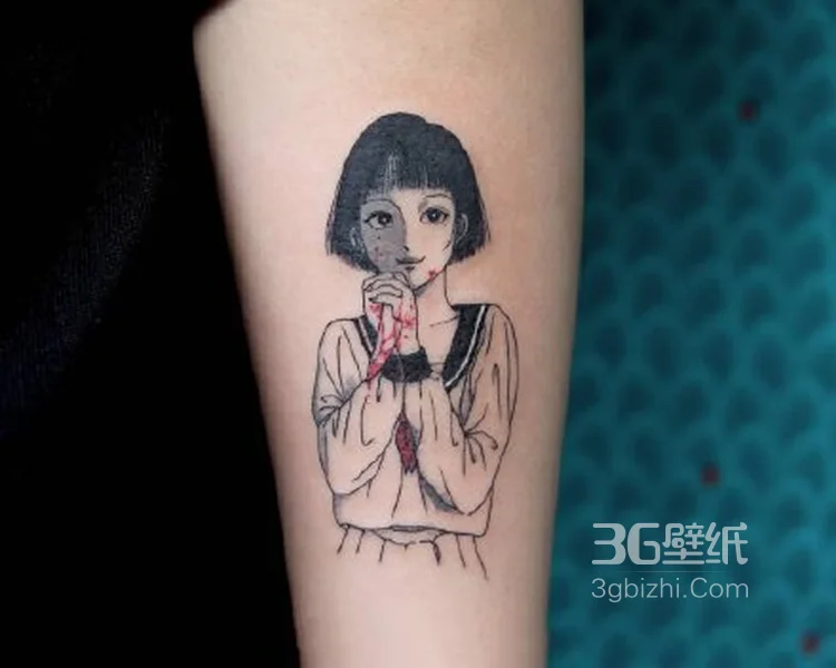 青涩可爱的制服学生妹子纹身图案图集9