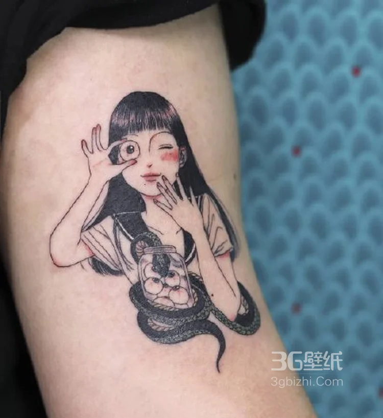 青涩可爱的制服学生妹子纹身图案图集8