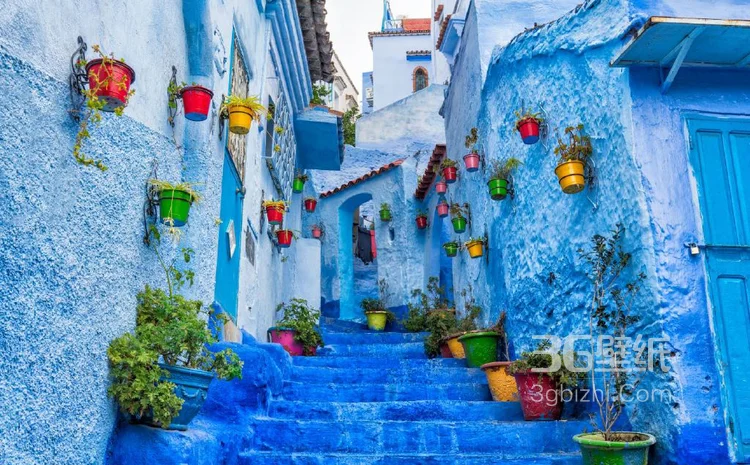 蓝色小镇图片，摩洛哥西北部梦幻的蓝色小镇欣赏5