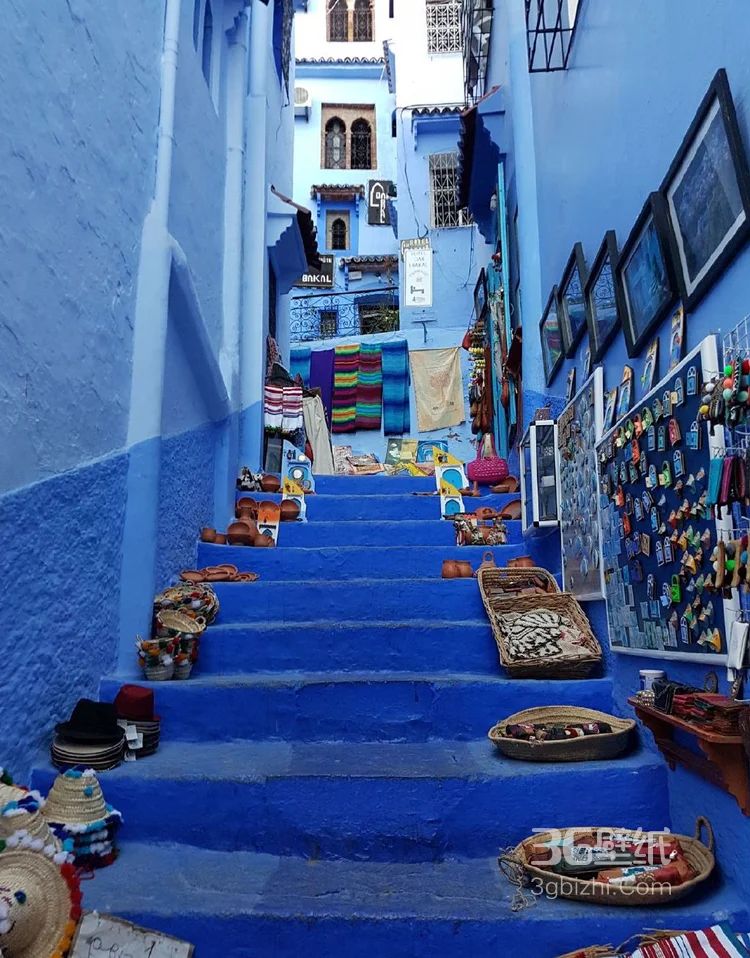 蓝色小镇图片，摩洛哥西北部梦幻的蓝色小镇欣赏2