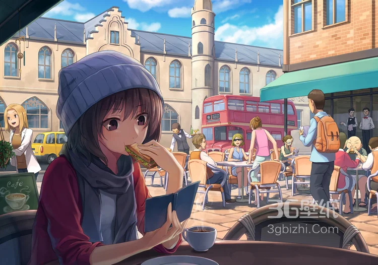 街道边，弹钢琴，站在河边，餐厅内的动漫少女图片8