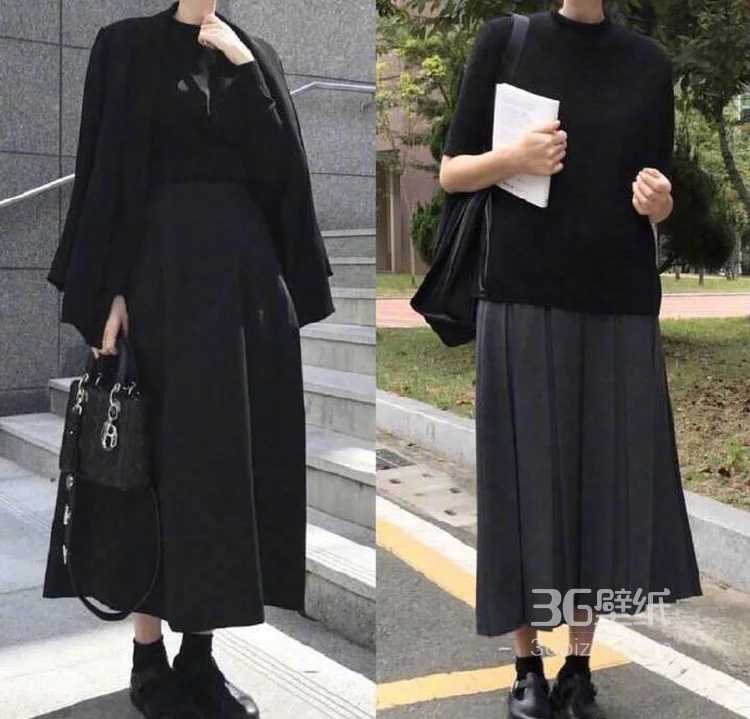 黑色风格女神范长外套时尚穿衣搭配图片大全2