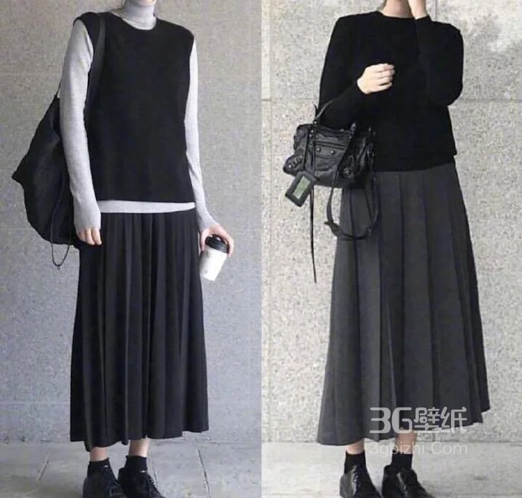 黑色风格女神范长外套时尚穿衣搭配图片大全7