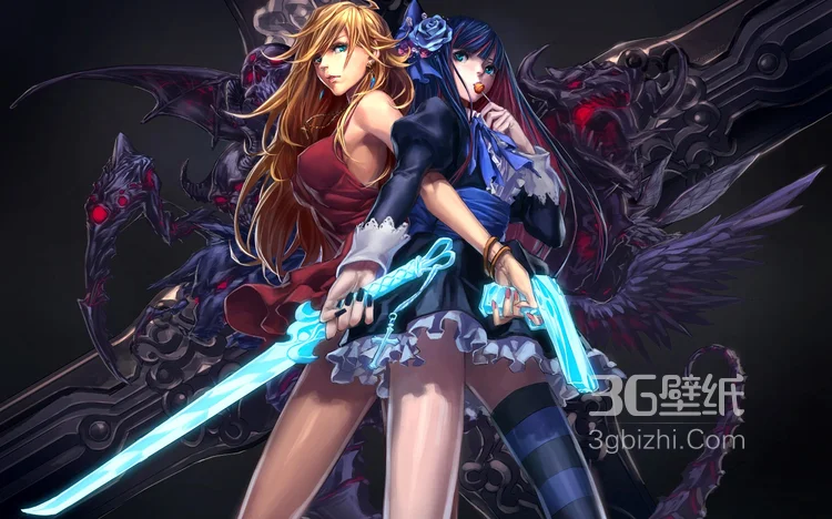 动漫战斗天使，手执各种武器的动漫美女图片2