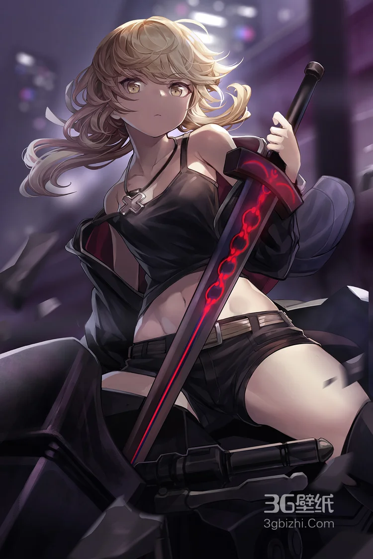 动漫战斗天使，手执各种武器的动漫美女图片5