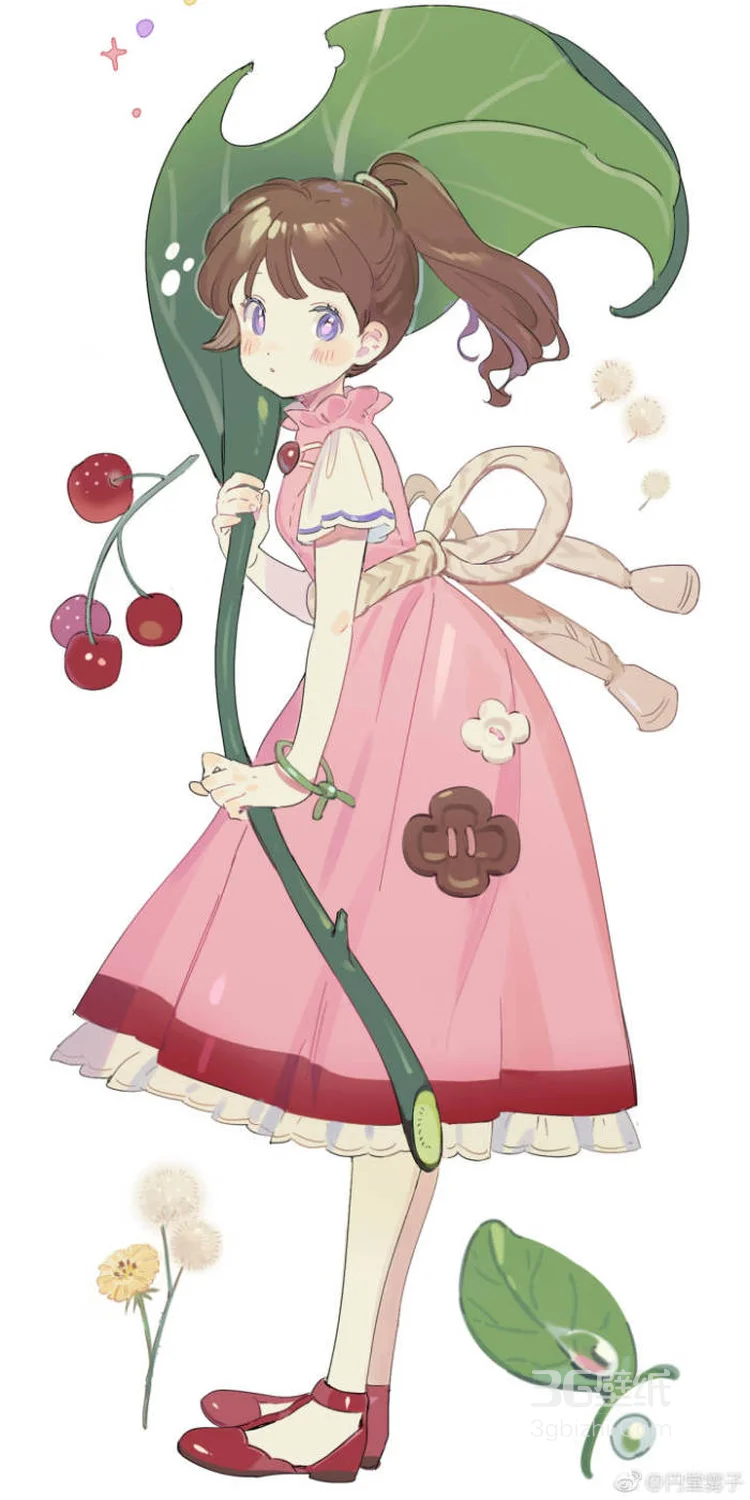 穿围兜，提着篮子 绑着辫子的可爱动漫女生组图图片1