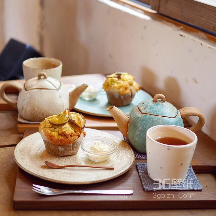 小清新早餐甜食配咖啡的美食图片2
