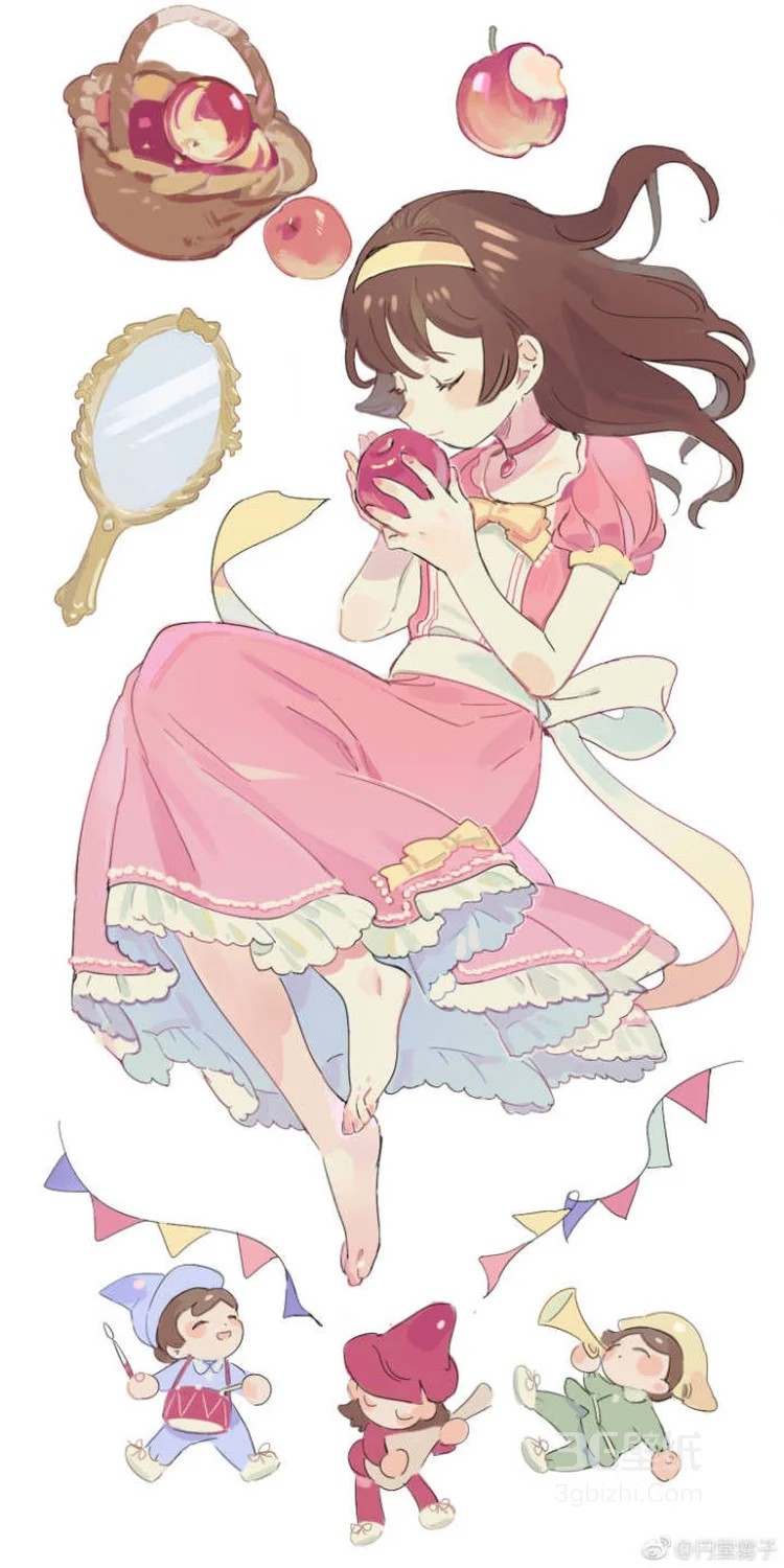 穿围兜，提着篮子 绑着辫子的可爱动漫女生组图图片6