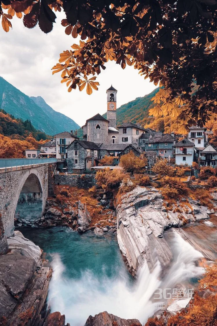 夕阳云海，乡间城镇，高清山水风景图片分享5