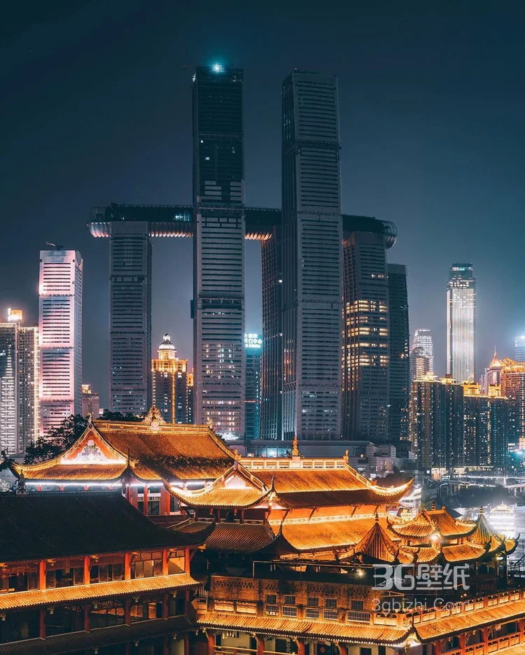 重庆城市夜景图片，五光十色的光影营造出最美的重庆夜色4