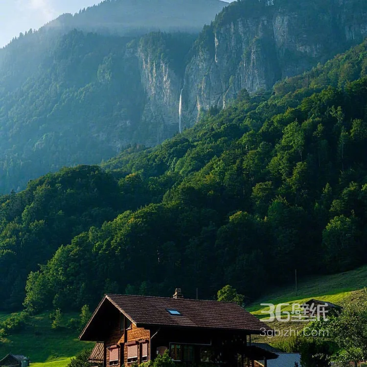 瑞士某傍山别墅的唯美景色，入目皆是郁郁葱葱的山山水水1
