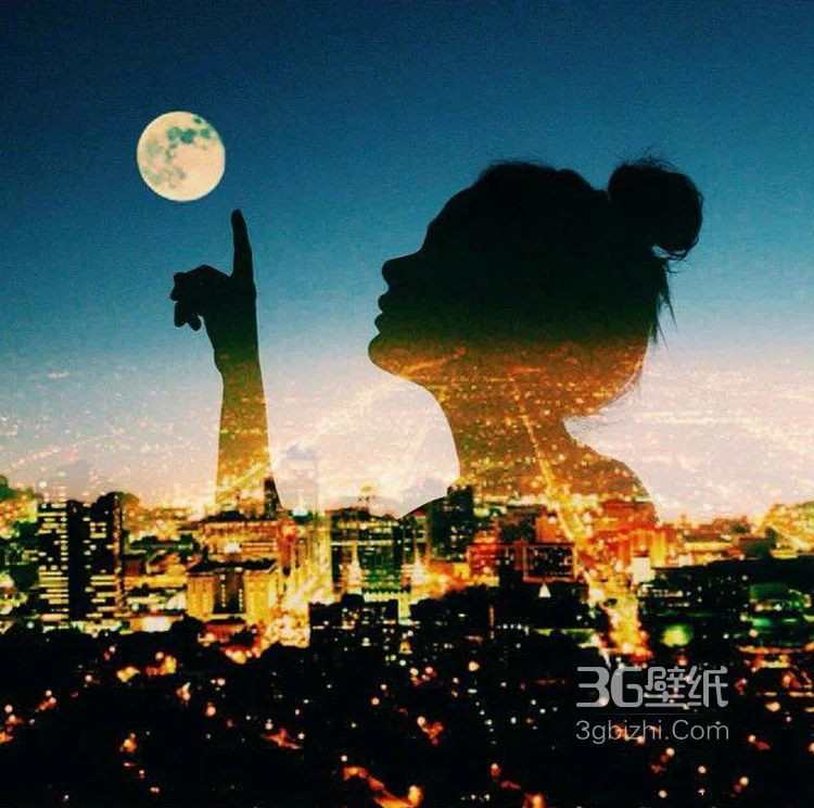 投影下的超大女人头像，融合在大自然的怀抱里，唯美梦幻8