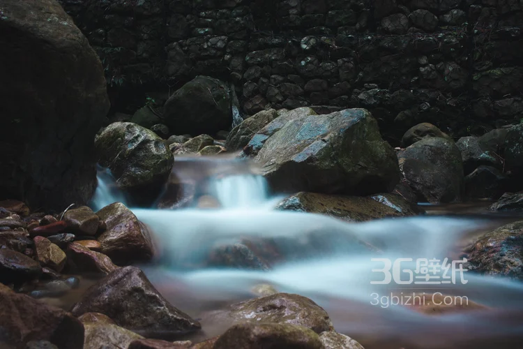 原始森林的小溪流图片，唯美，清新8