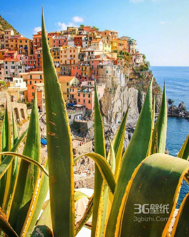 意大利沿海小镇，悬崖上的马纳罗拉唯美摄影图片6