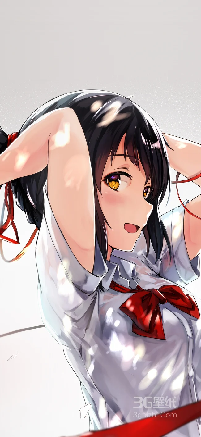 大红蝴蝶结校服的动漫高中生1