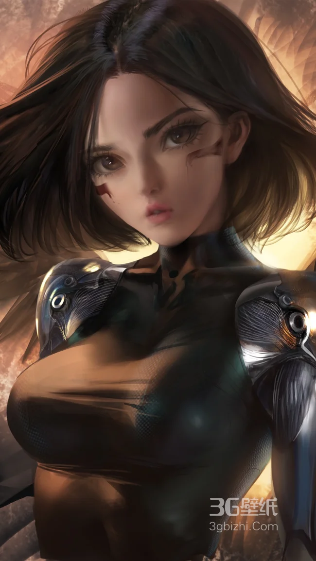 性感穿皮衣的动漫人物阿丽塔手机壁纸1