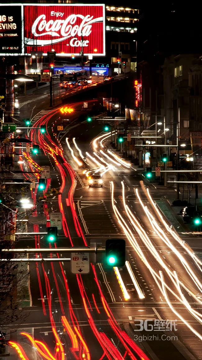 唯美的夜景城市街道灯光手机壁纸1