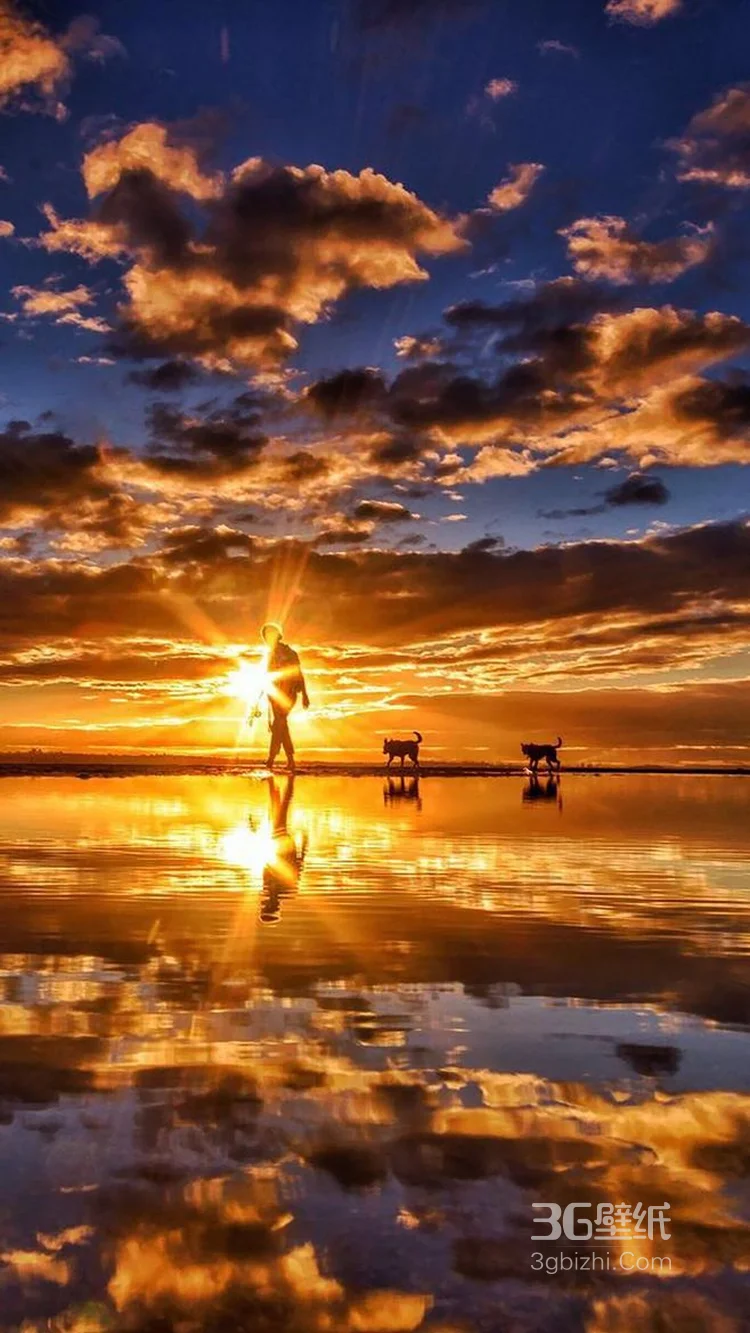 超美的一组图，行走在夕阳倒影中的欧美人图片2