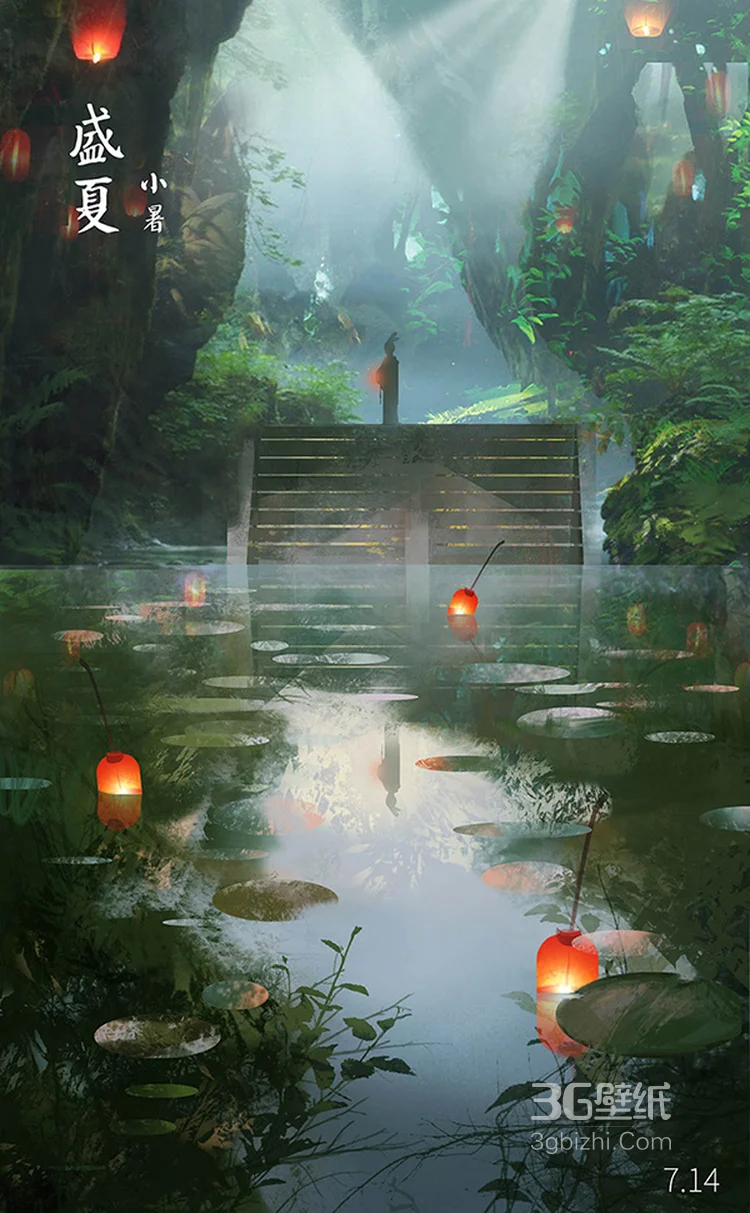 好看的灯笼图片，超唯美国风系列灯笼意境插画图片5