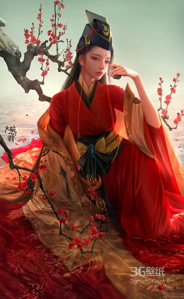 蝴蝶环绕在身边超美手绘美女图片3