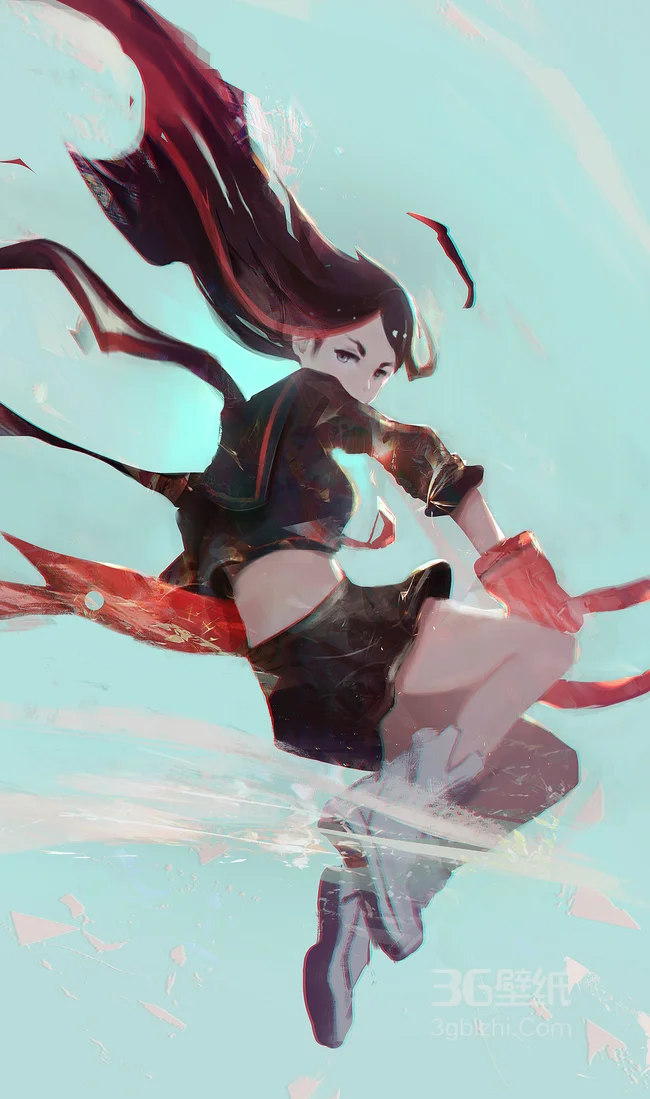 飘逸高空落下的动漫少女1