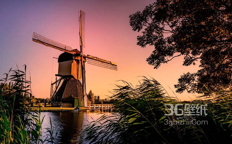 荷兰式风车唯美高清建筑景色图片9