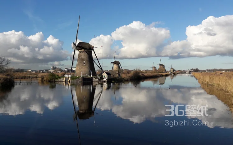 荷兰式风车唯美高清建筑景色图片5