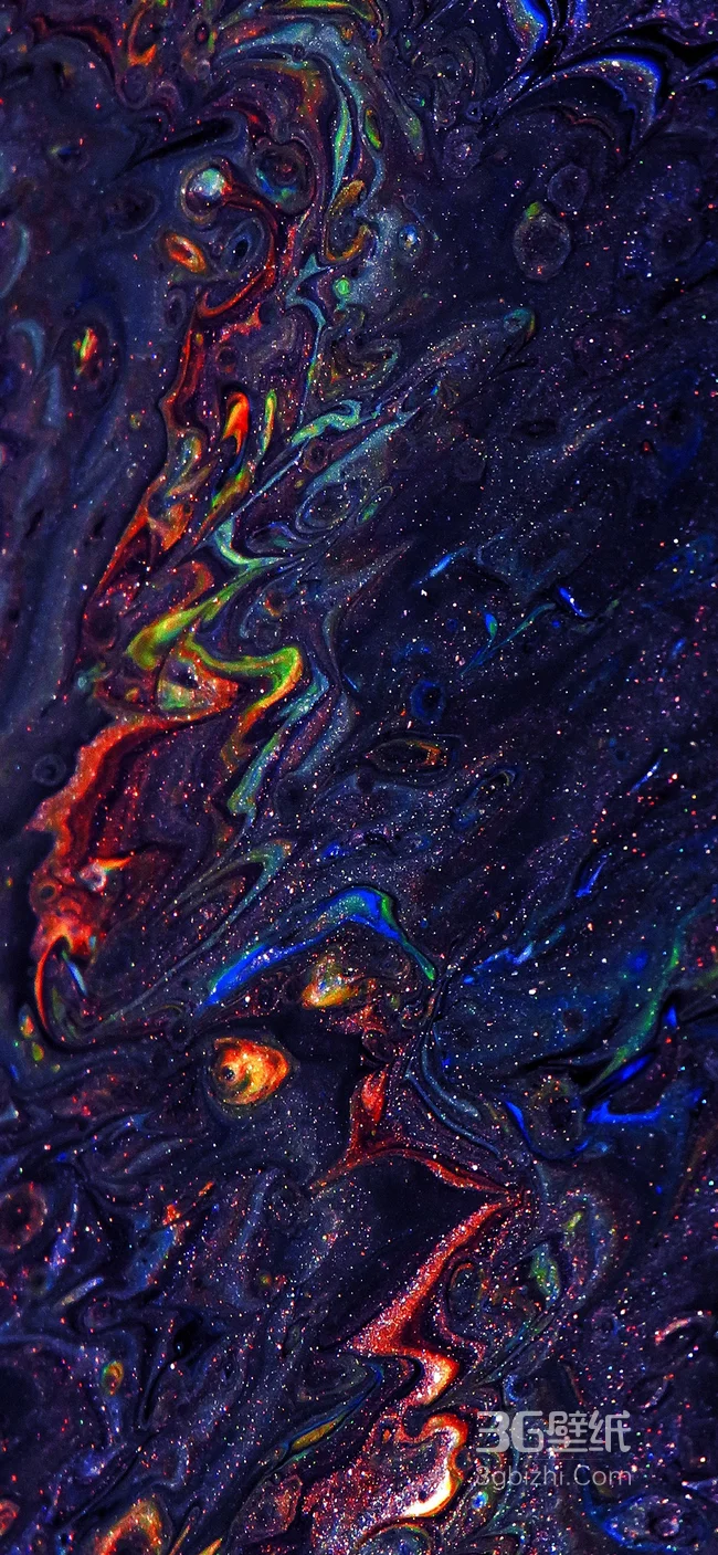 流动的七彩闪亮的液体抽象手机壁纸1