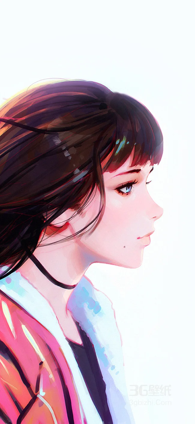 简洁画风动漫时尚少女人像高清手机壁纸1