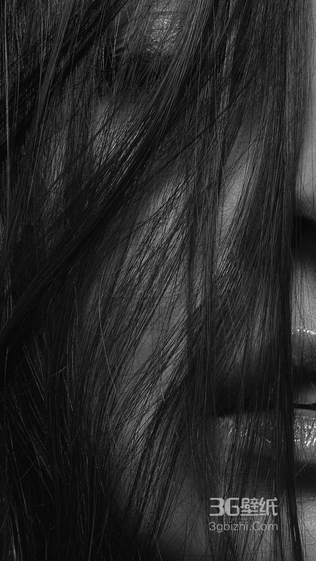 发遮半脸的欧美美女近照人像手机壁纸1