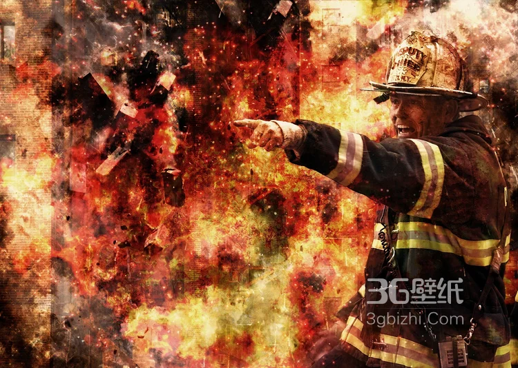 全副武装灭火中的消防员图片8