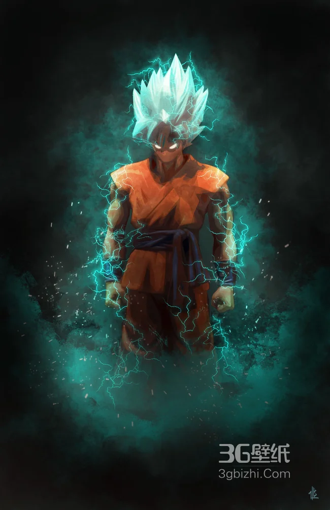 日漫龙珠人物白发悟空手机壁纸1