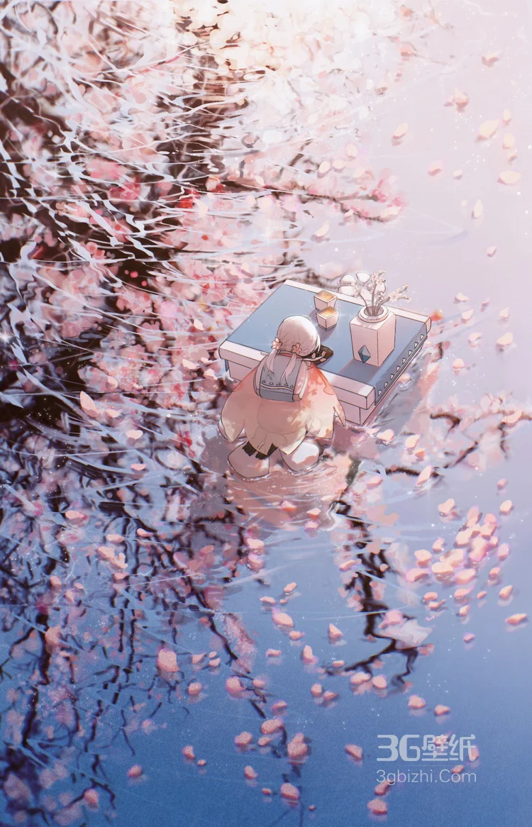 唯美浪漫的樱花，樱花树，插画手绘动漫壁纸图片5